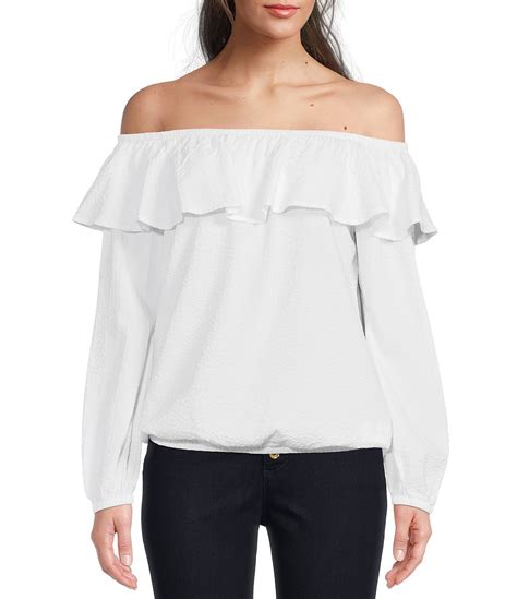 michael kors ruffled sleeve top|michael kors off shoulder top.